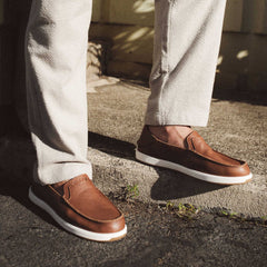 OluKai Men | Kākaha Nia Men‘s Leather Slip-On Shoes - Fox