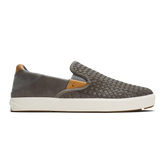 OluKai Men | Lae‘ahi Lauhala Men's Leather Slip-On Sneakers - Ash