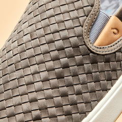OluKai Men | Lae‘ahi Lauhala Men's Leather Slip-On Sneakers - Ash