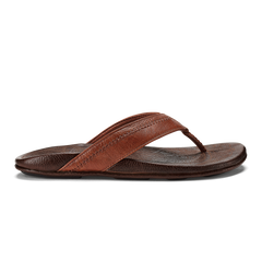 OluKai Men | Hiapo - Rum / Dark Wood Men’s Leather Beach Sandals