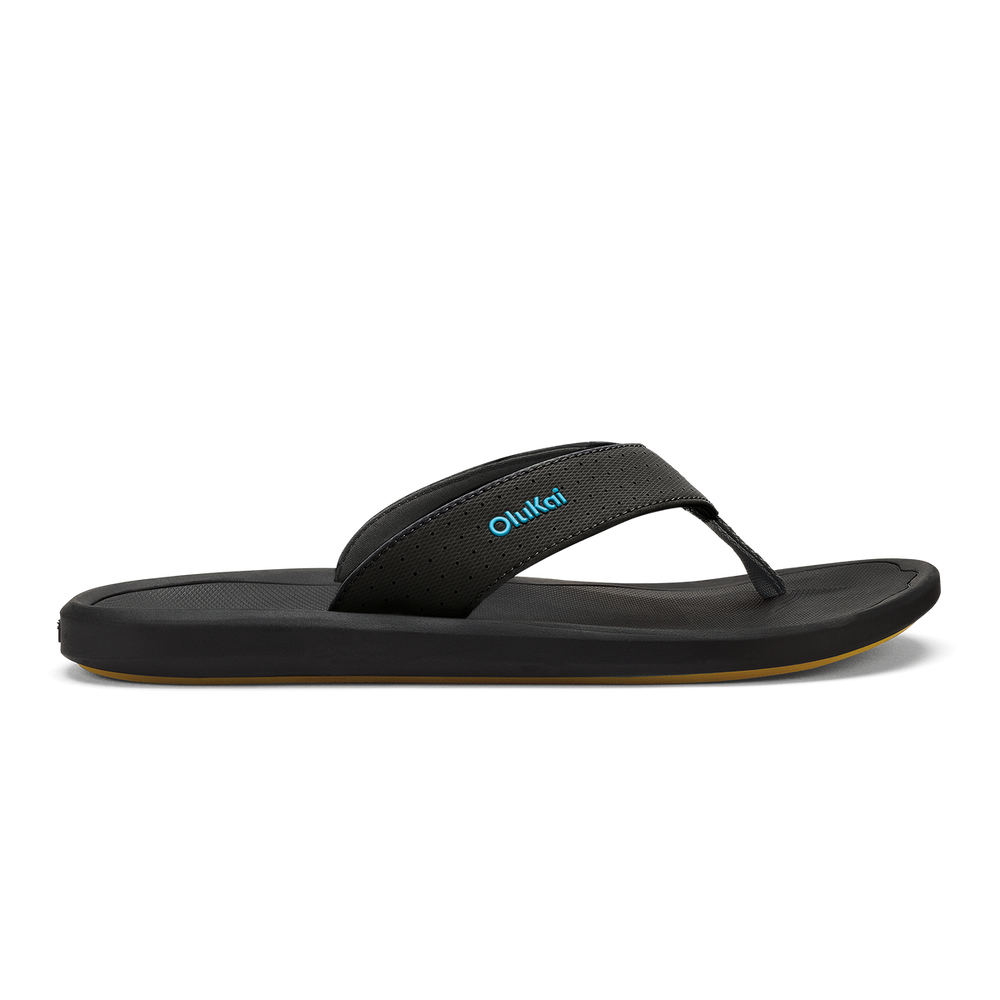 OluKai Men | Ki‘i Men’s Water Ready Beach Sandals - Lava Rock / Bold Blue