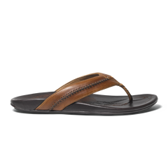 OluKai Men | Mea Ola Men's Leather Sandals - Tan / Dark Java