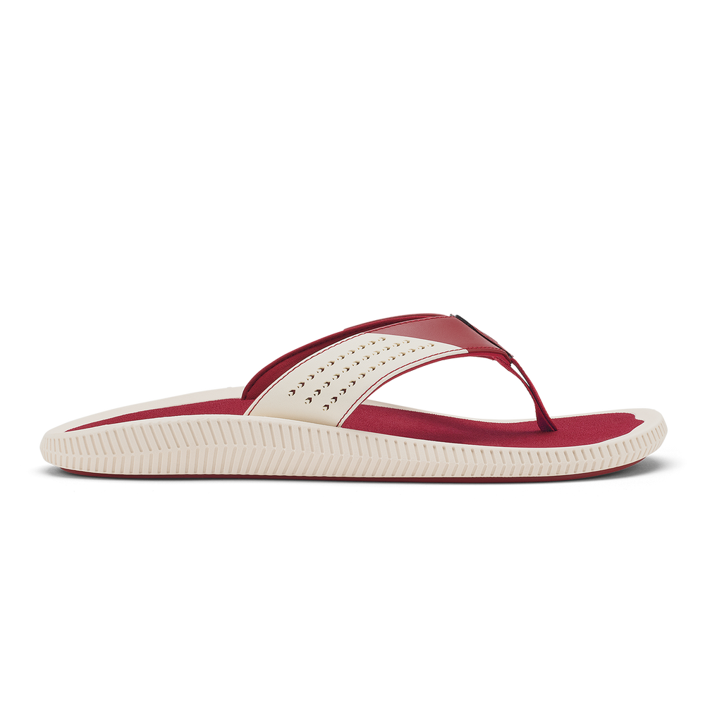 OluKai Men|New Arrivals | Ulele - Off White / Deep Red