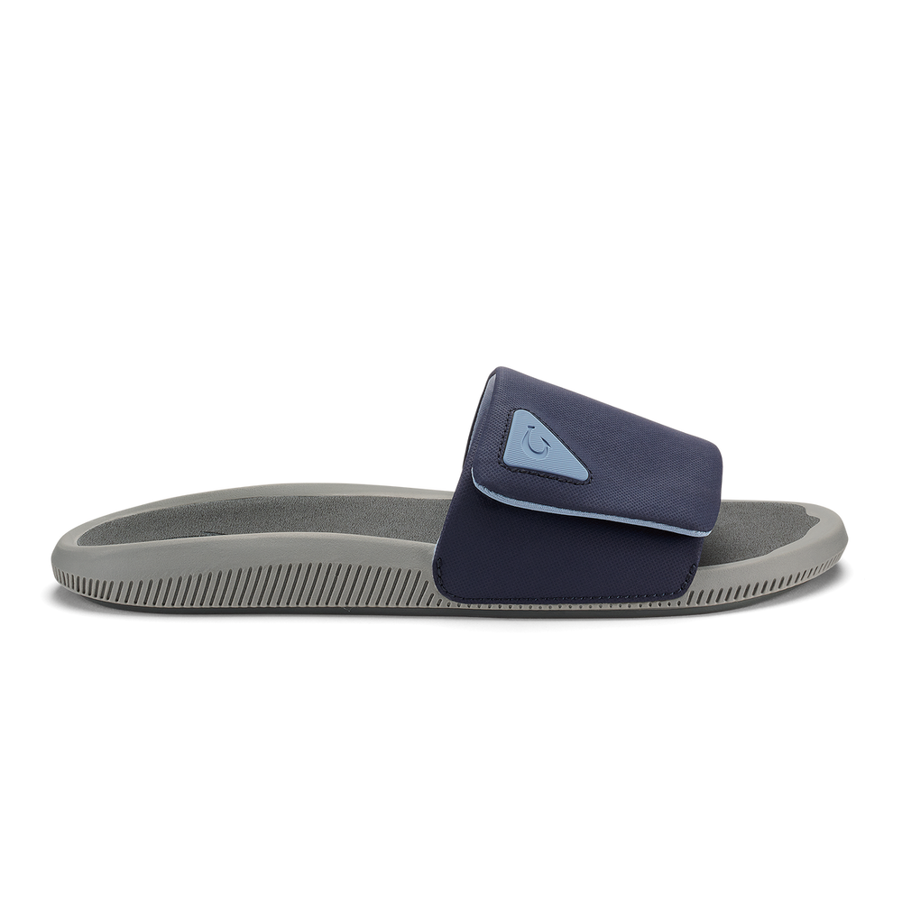 OluKai Men|New Arrivals | Ulele Slide - Blue Depth / Charcoal