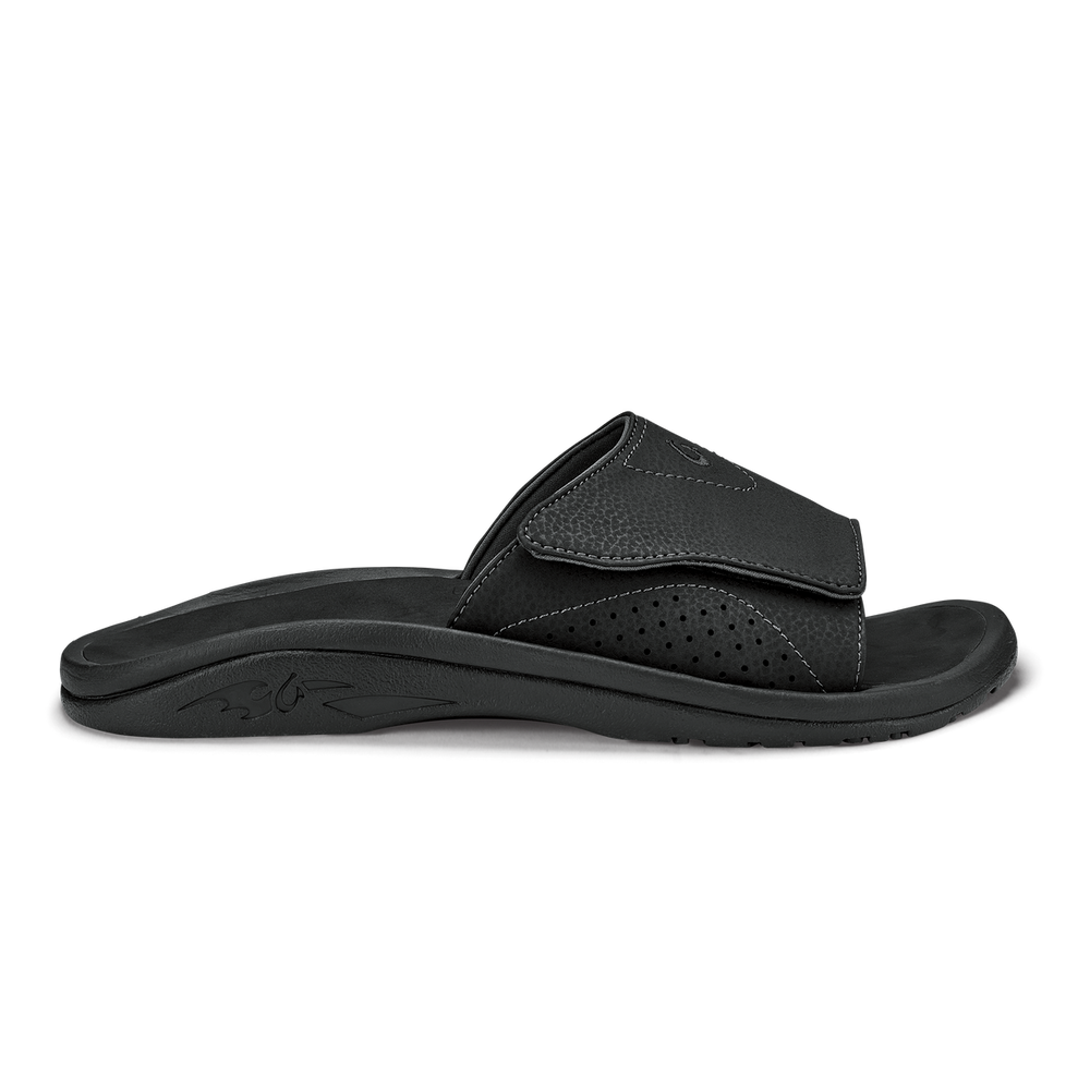 OluKai Men | Nalu Slide Men's Beach Slide Sandals - Black