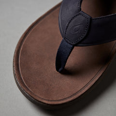 OluKai Men | Tuahine Men's Waterproof Leather Beach Sandals - Trench Blue
