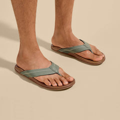 OluKai Men | Hiapo - Odyssey Grey / Sahara Men’s Leather Beach Sandals
