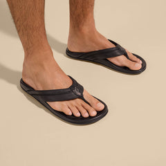 OluKai Men | Hiapo - Lava Rock Men’s Leather Beach Sandals