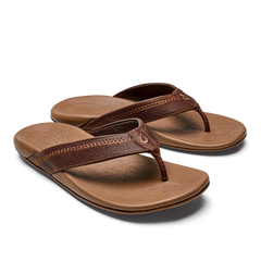 OluKai Men | Hiapo -Dark Java / Toffee Men’s Leather Beach Sandals