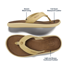 OluKai Men | Pili Men’s Waterproof Leather Sandals - Toasted Coconut / Tan