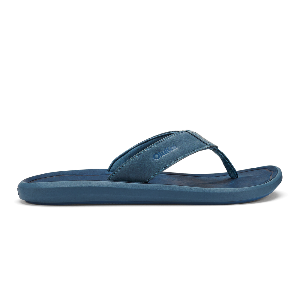 OluKai Men | Pili Men’s Waterproof Leather Sandals - Blue Fog / Coastal Blue