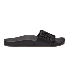 OluKai Women | Kāmola Women’s Leather Slide Sandals - Black