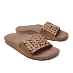 OluKai Women | Kāmola Women’s Leather Slide Sandals - Tan