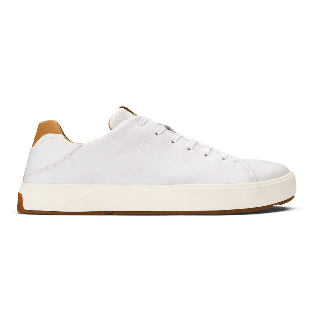 OluKai Men | Lae‘ahi Lī ‘Ili Men's Leather Sneakers - Bright White