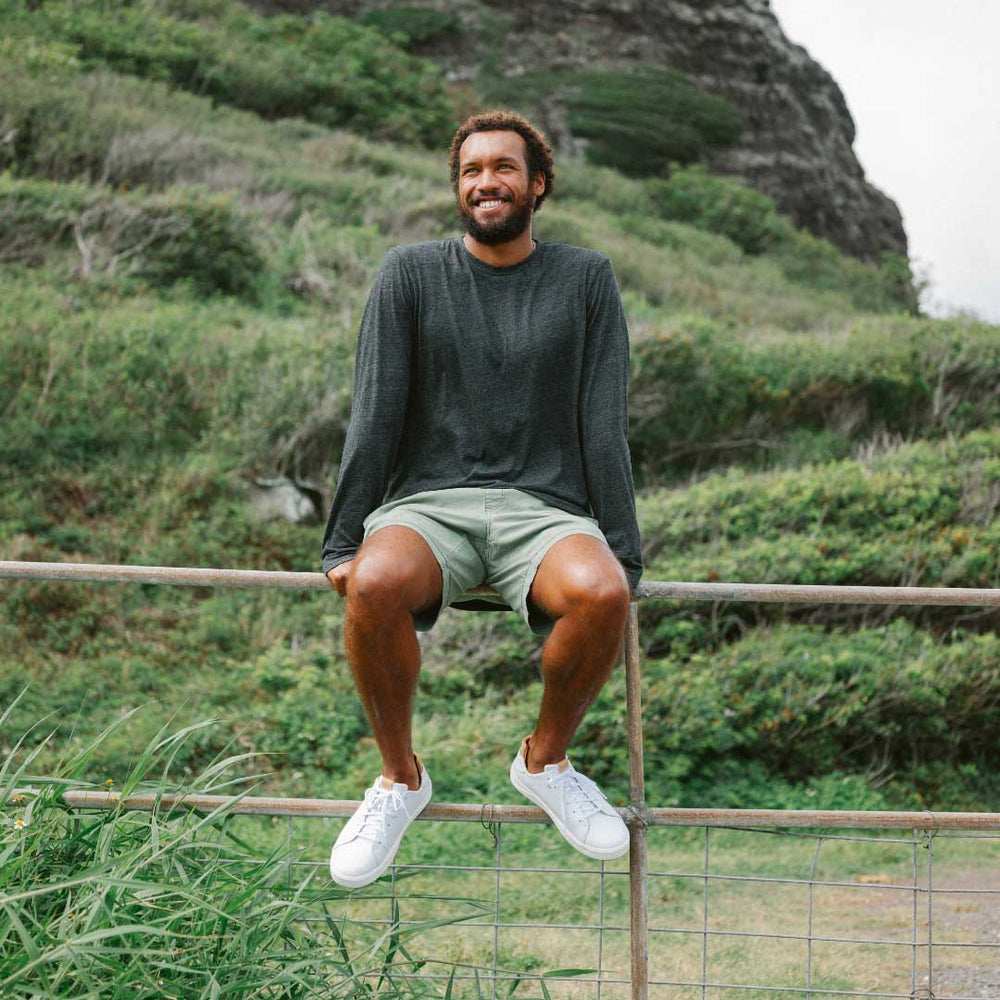 OluKai Men | Lae‘ahi Lī ‘Ili Men's Leather Sneakers - Bright White