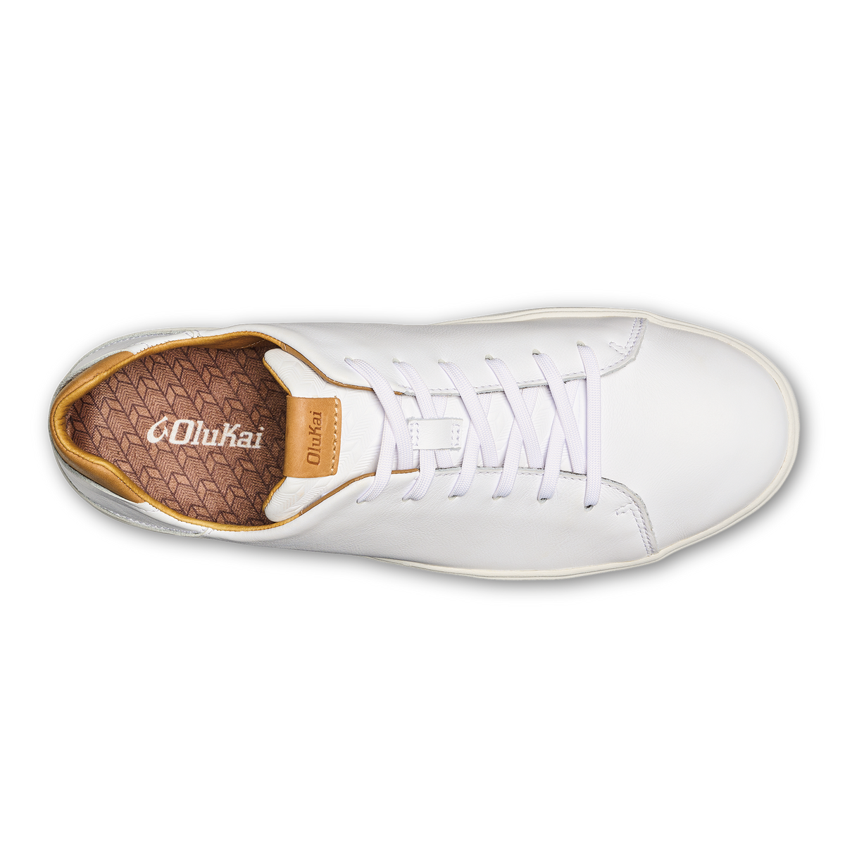 OluKai Men | Lae‘ahi Lī ‘Ili Men's Leather Sneakers - Bright White