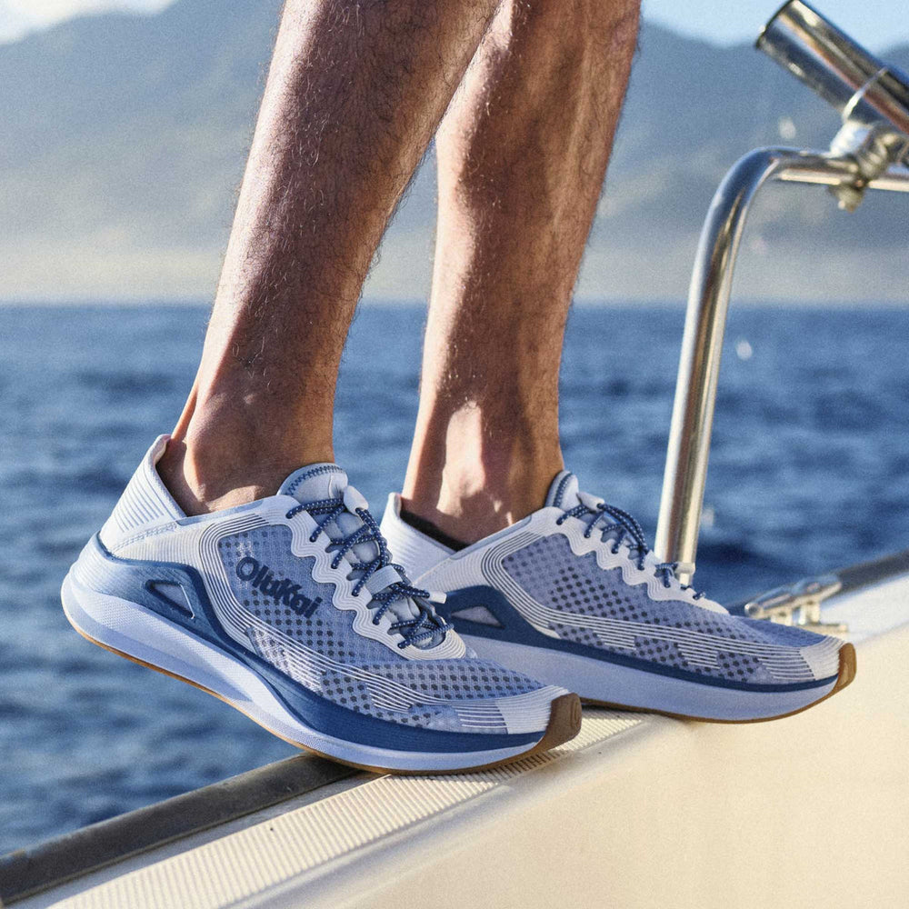 OluKai Men | ‘Ahi Men’s Water Boat Shoes - Blue Pearl / White Sand