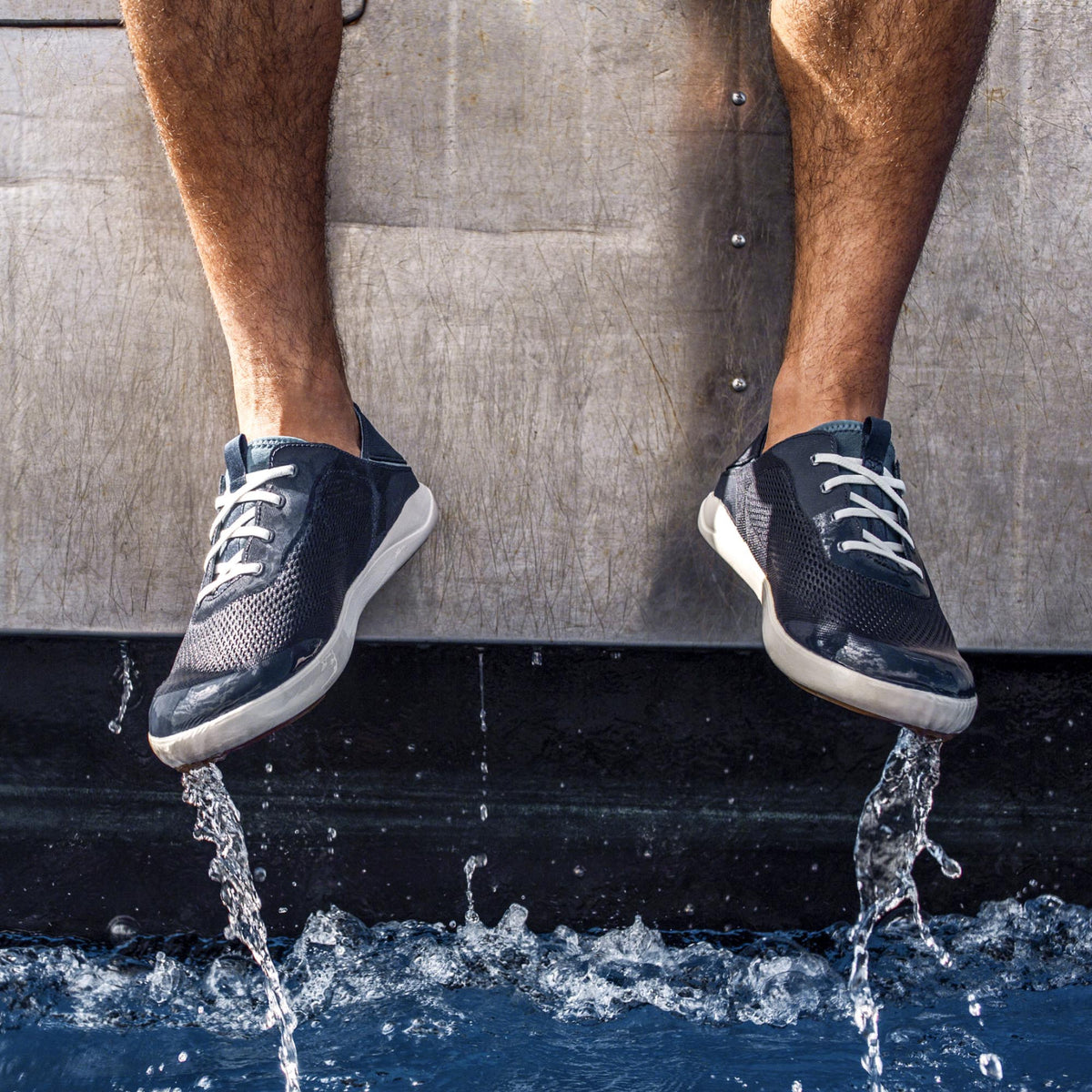 OluKai Men | Moku Pae Men's Boat Shoes - Trench Blue / Off White