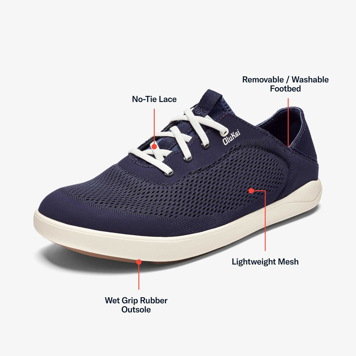 OluKai Men | Moku Pae Men's Boat Shoes - Trench Blue / Off White