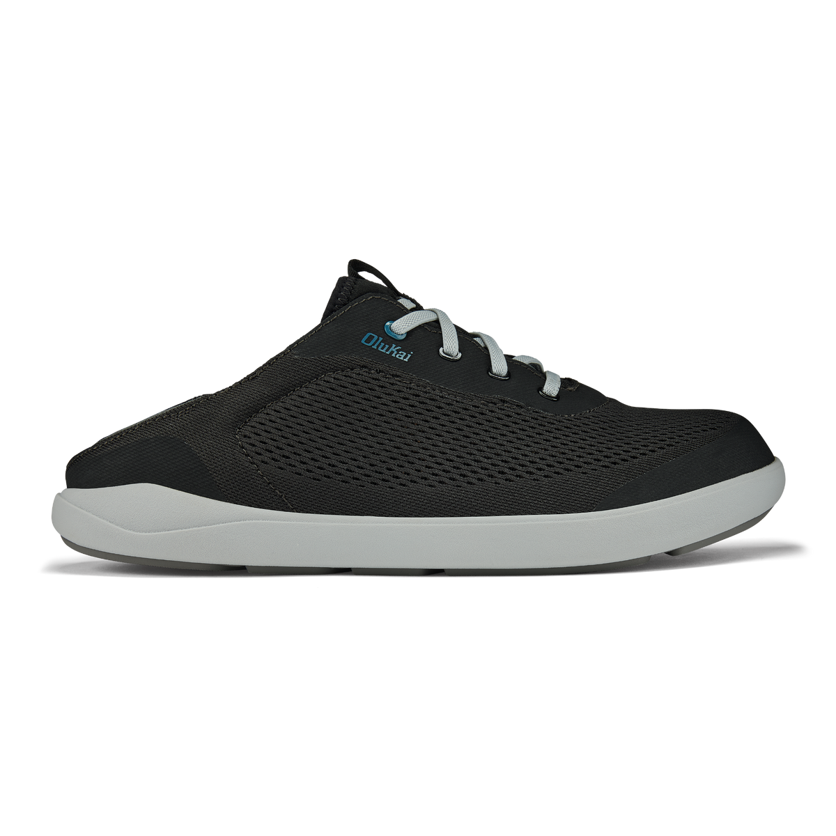 OluKai Men | Moku Pae Men's Boat Shoes - Black / Blue Coral