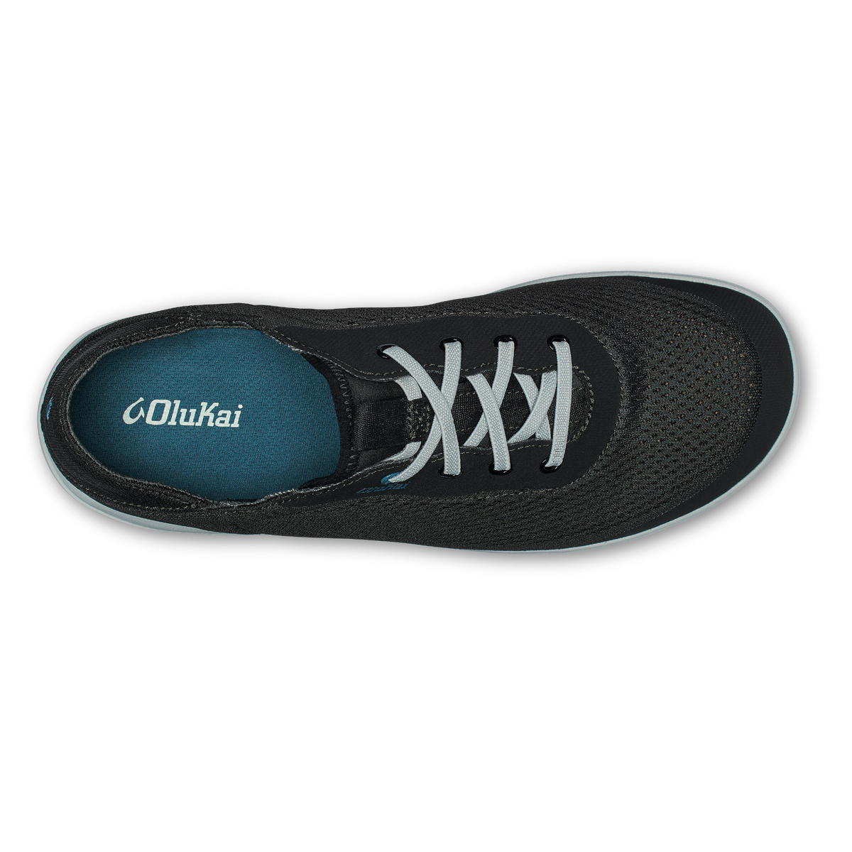 OluKai Men | Moku Pae Men's Boat Shoes - Black / Blue Coral