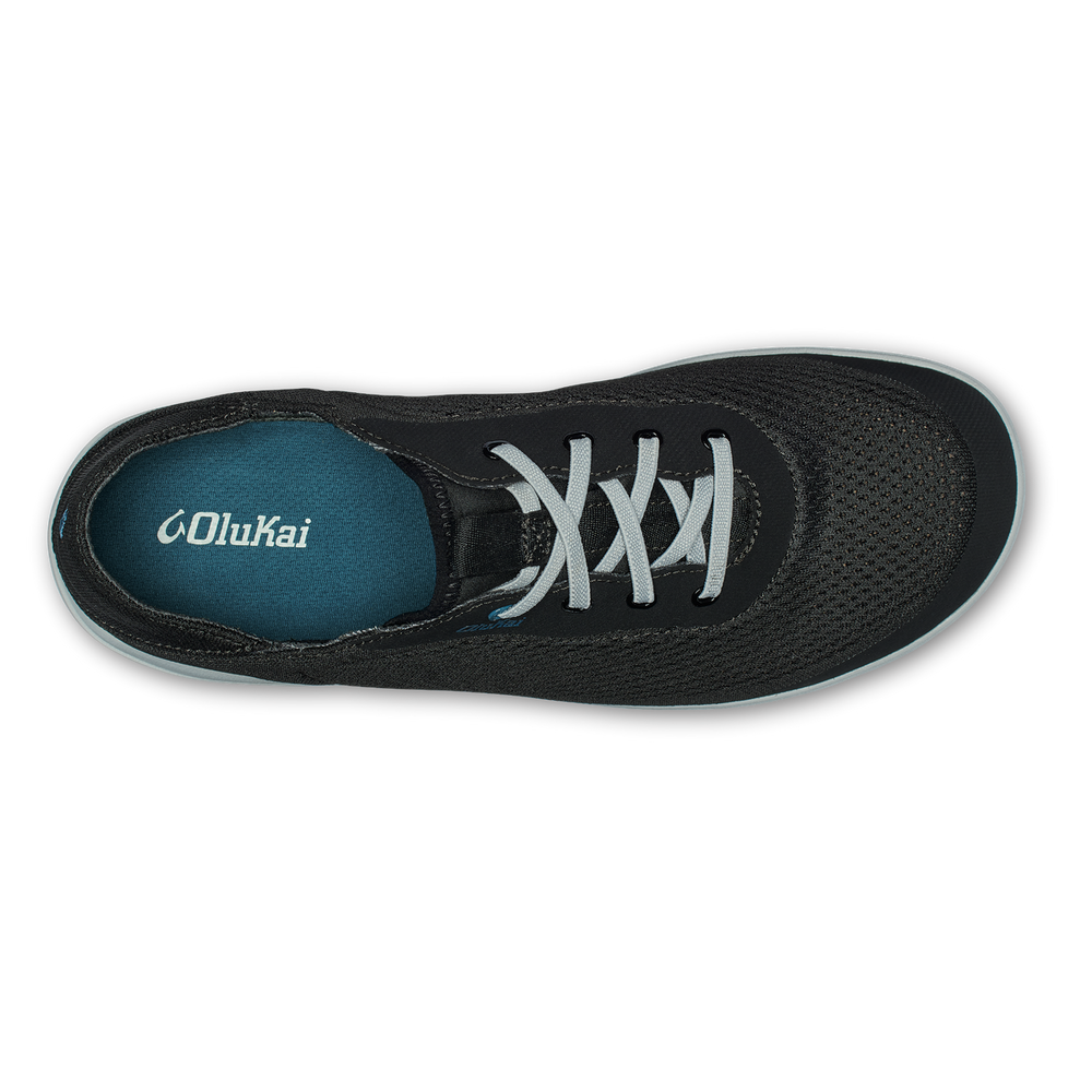 OluKai Men | Moku Pae Men's Boat Shoes - Black / Blue Coral
