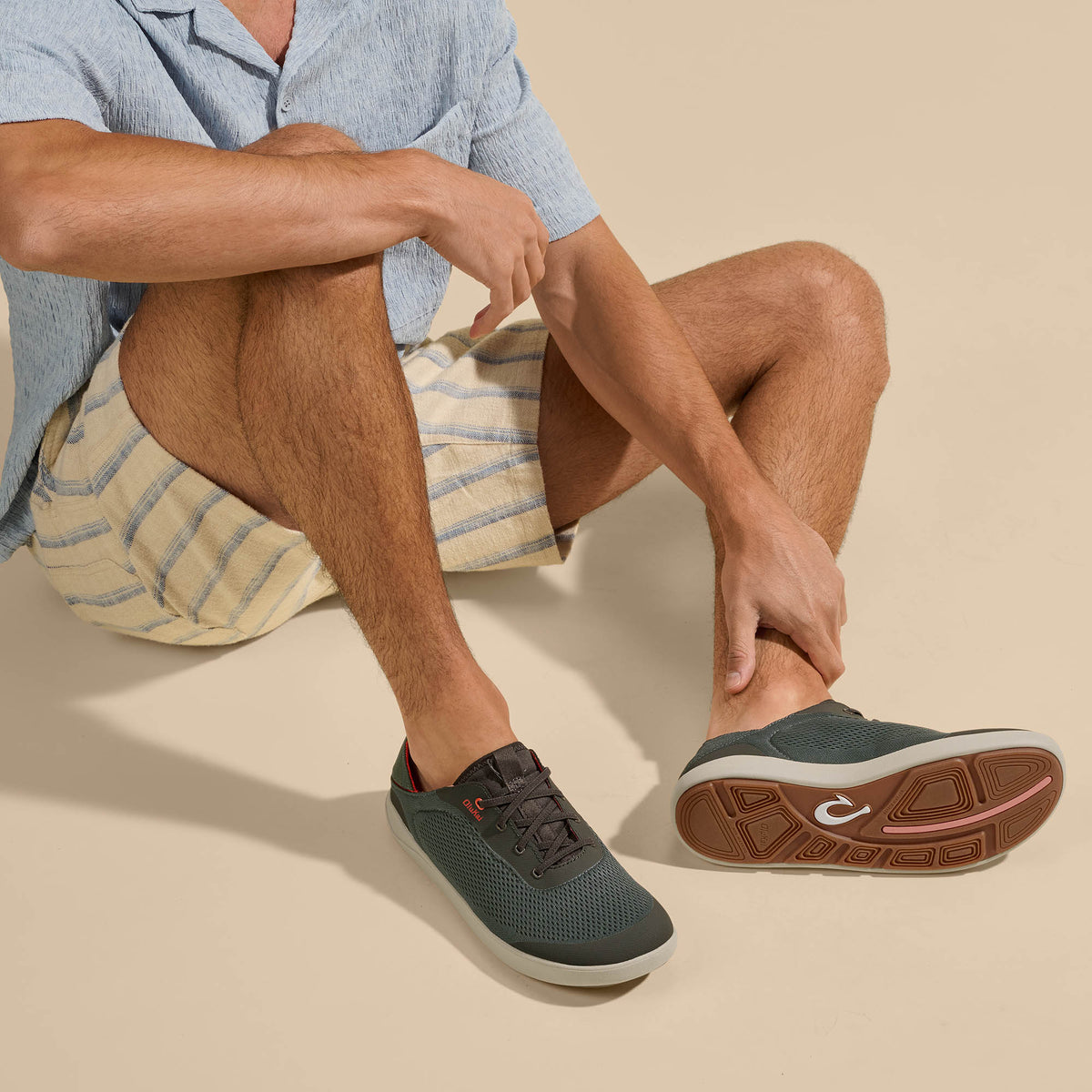OluKai Men | Moku Pae Men's Boat Shoes - Island Salt / Koi