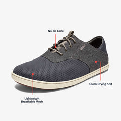 OluKai Men | Nohea Moku Men's Boat Shoes - Charcoal / Clay