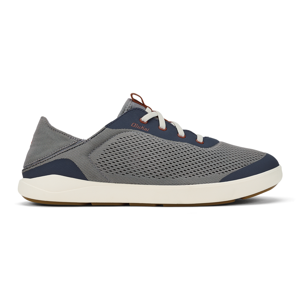 OluKai Men | Moku Pae Men's Boat Shoes - Ash / Trench Blue