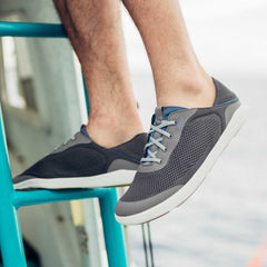 OluKai Men | Moku Pae Men's Boat Shoes - Pavement / Vintage Blue