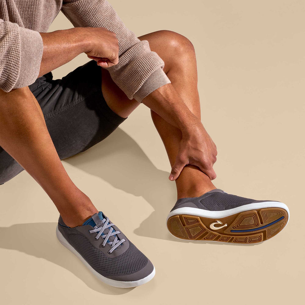 OluKai Men | Moku Pae Men's Boat Shoes - Pavement / Vintage Blue