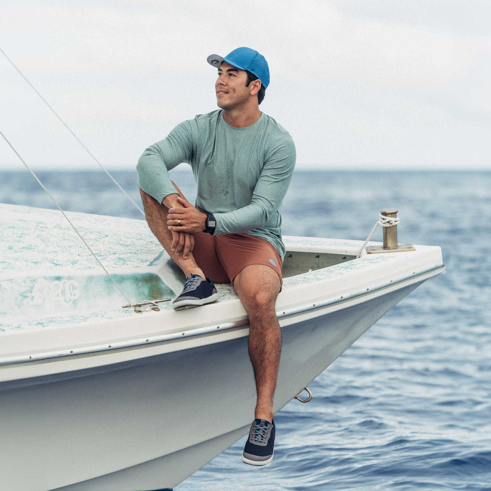OluKai Men | Moku Pae Men's Boat Shoes - Pavement / Vintage Blue