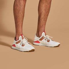 OluKai Men | Mio Lī Men's Athletic Shoes - Bright White / Red Lava