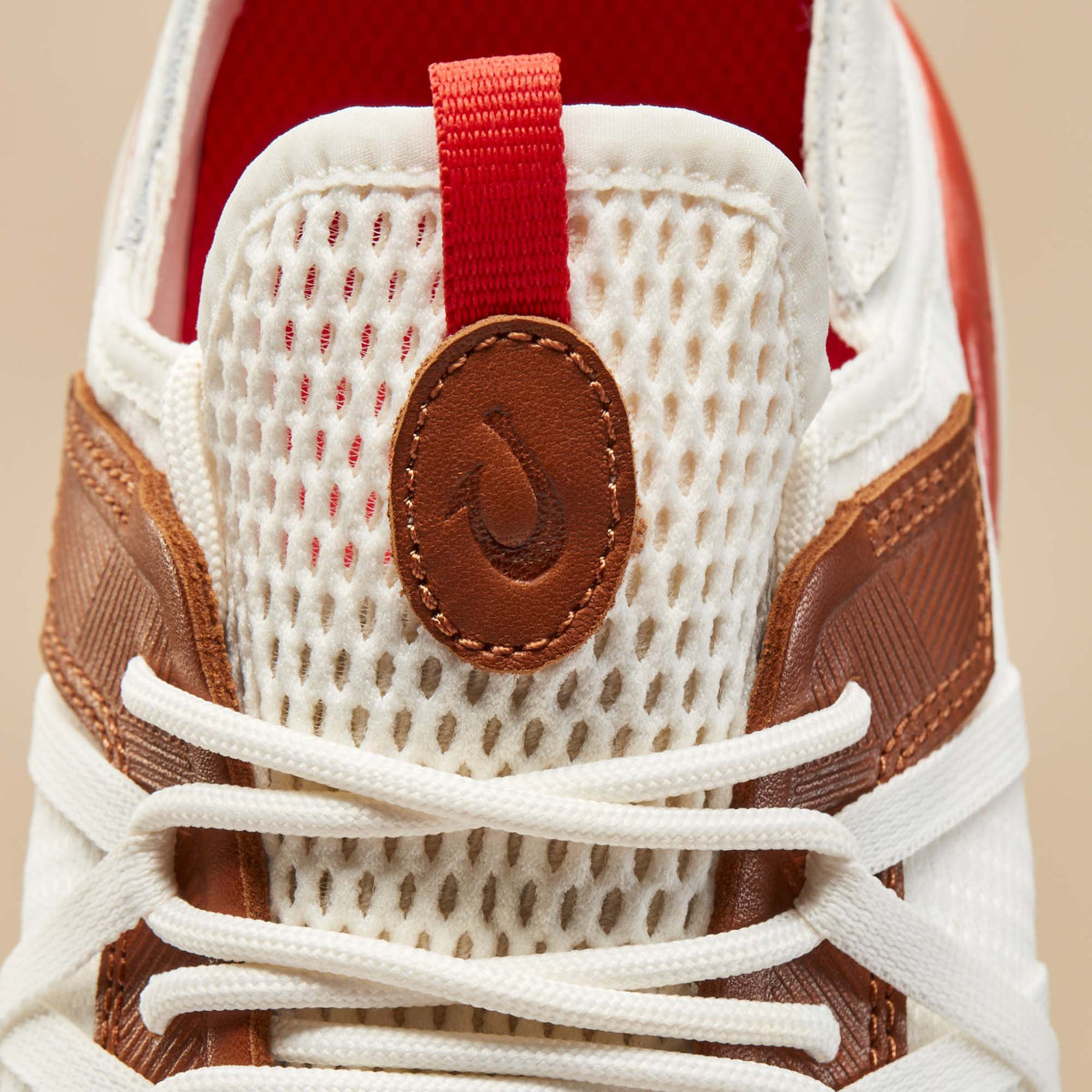 OluKai Men | Mio Lī Men's Athletic Shoes - Bright White / Red Lava