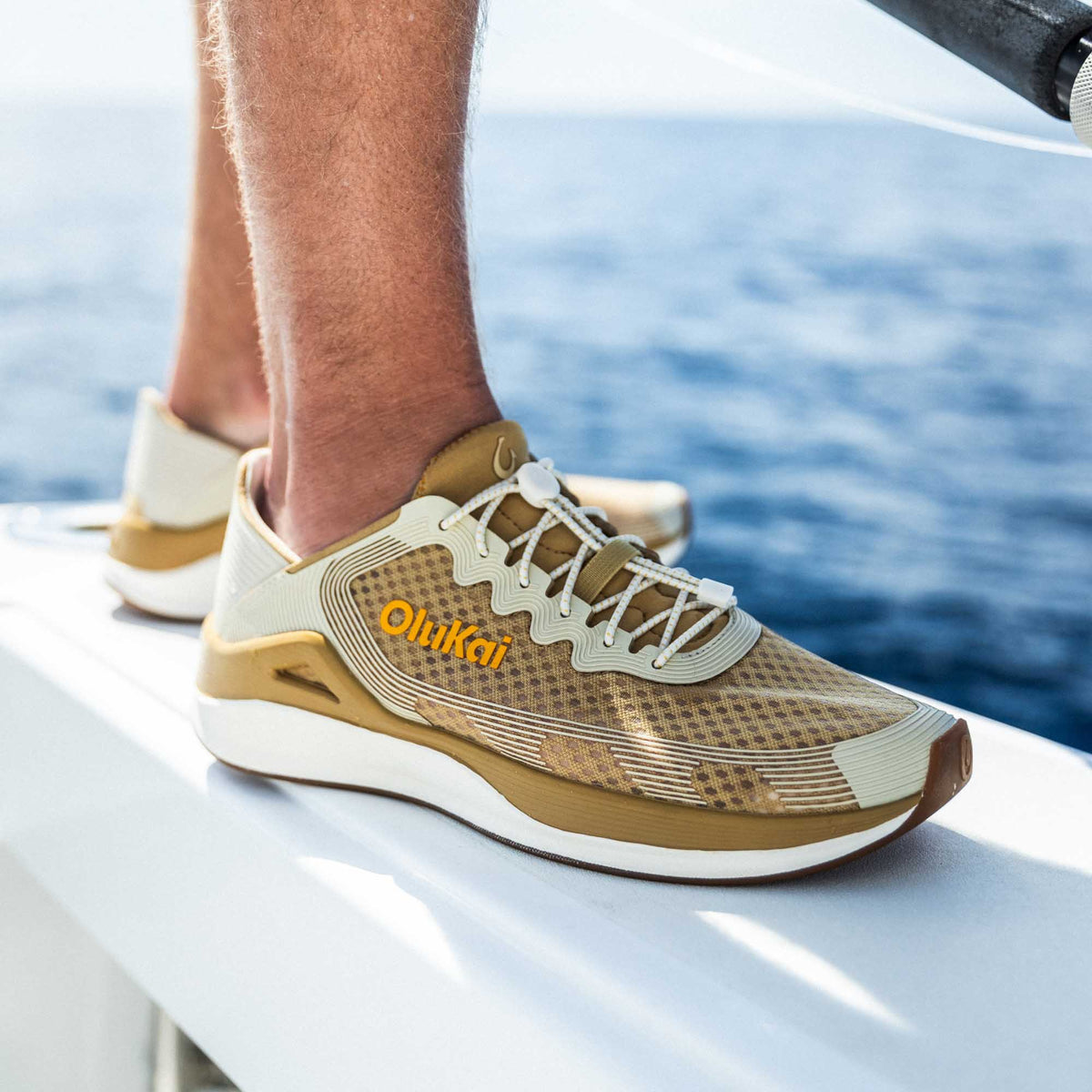 OluKai Men | ‘Ahi Men’s Water Boat Shoes - Tan / Tapa