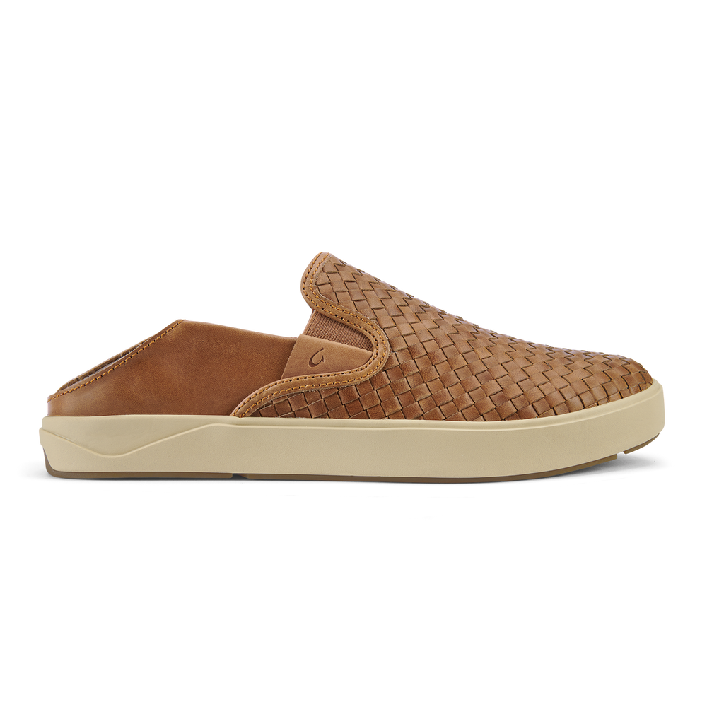 OluKai Men | Lae‘ahi Lauhala Men's Leather Slip-On Sneakers - Fox