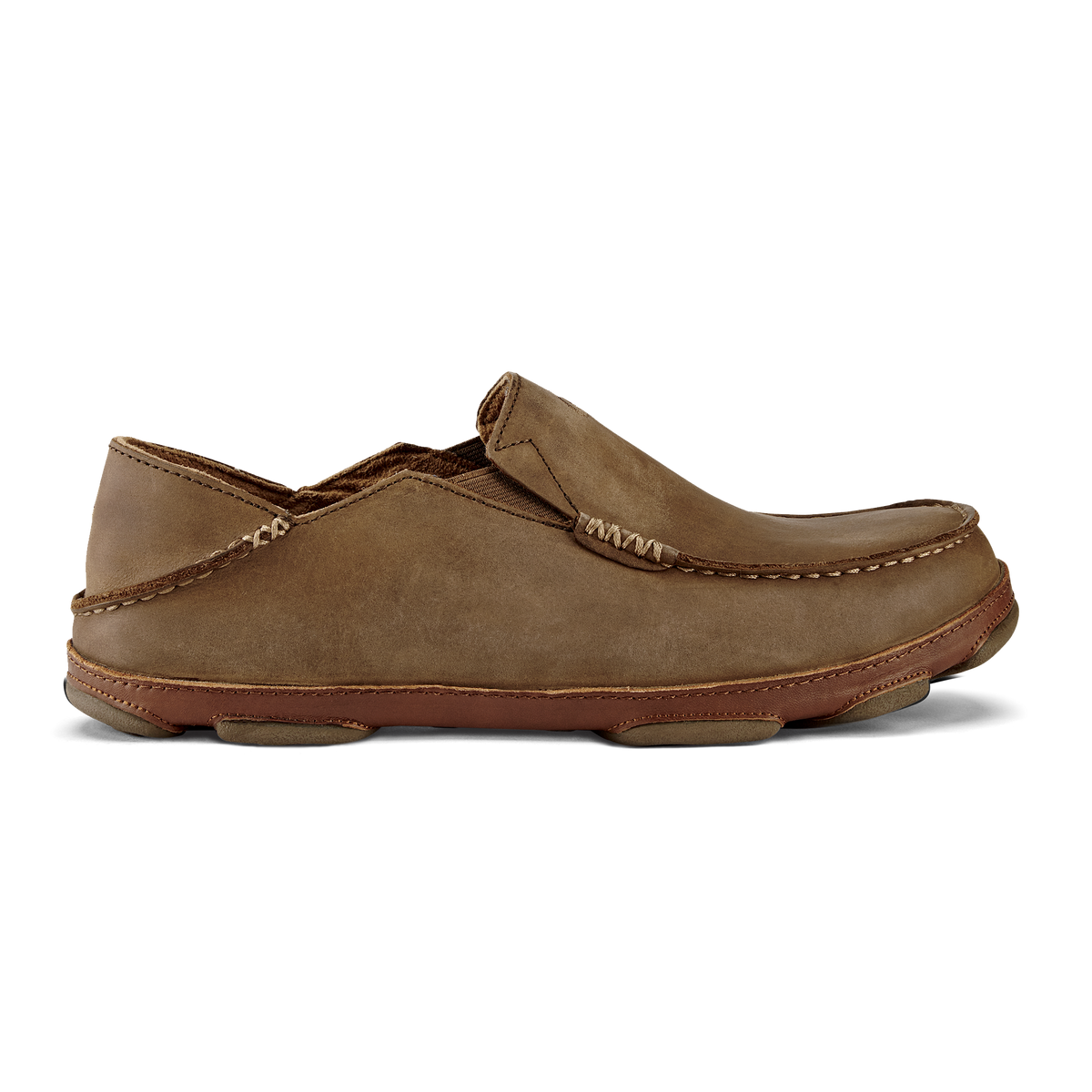 OluKai Men | Moloā Men's Leather Slip On Shoes - Ray / Toffee