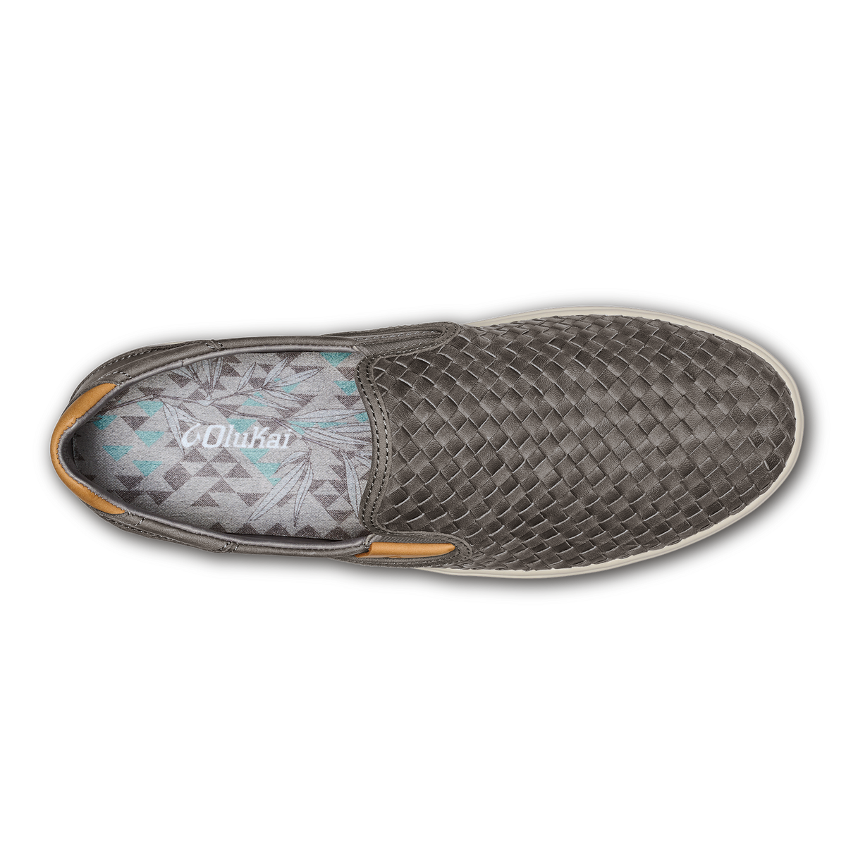 OluKai Men | Lae‘ahi Lauhala Men's Leather Slip-On Sneakers - Ash