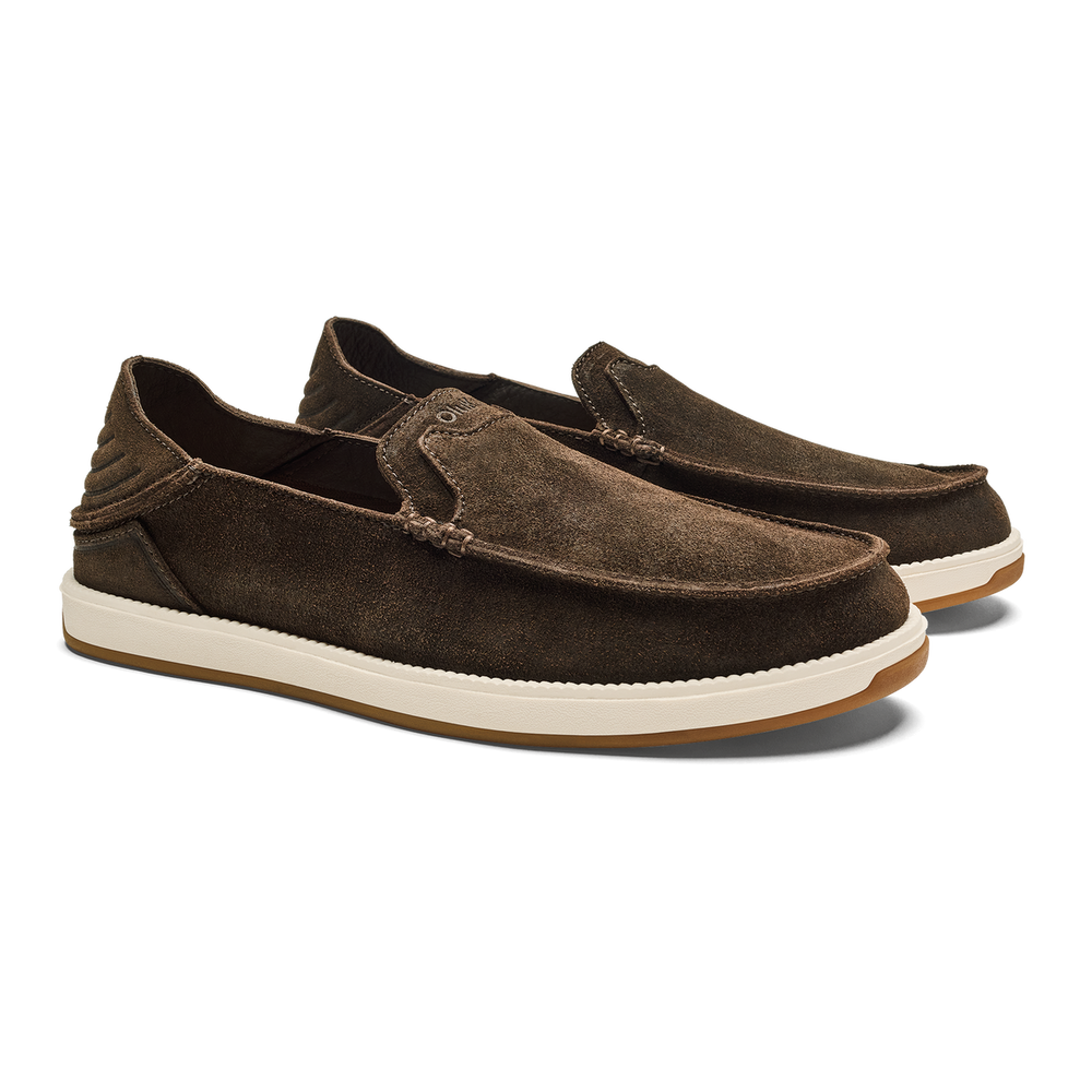 OluKai Men | Kākaha Nia Men‘s Suede Slip-On Shoes - Dark Wood