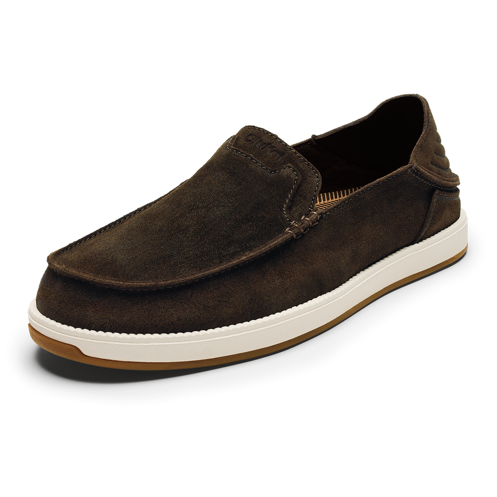 OluKai Men | Kākaha Nia Men‘s Suede Slip-On Shoes - Dark Wood