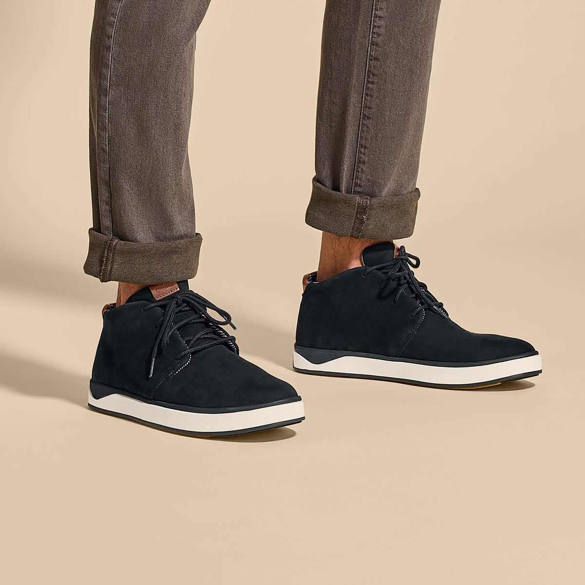 OluKai Men | Papakū 'Ili Men’s Waterproof Leather Boots- Black