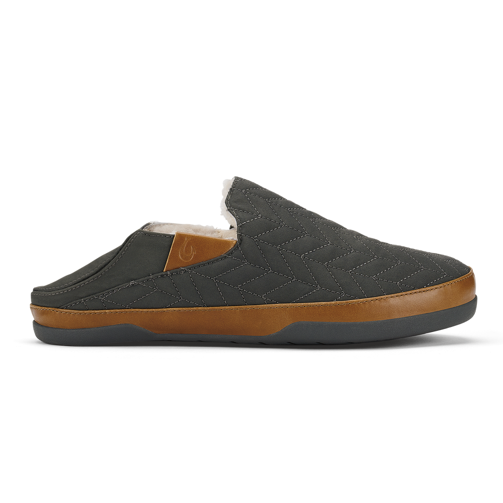 OluKai Men | Hanohano Men’s Waxed Canvas Slippers - Dark Shadow