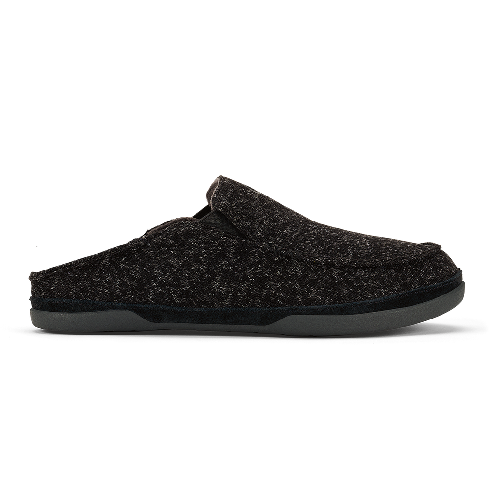 OluKai Men | Moloā Hulu Men’s Wool Slippers - Black