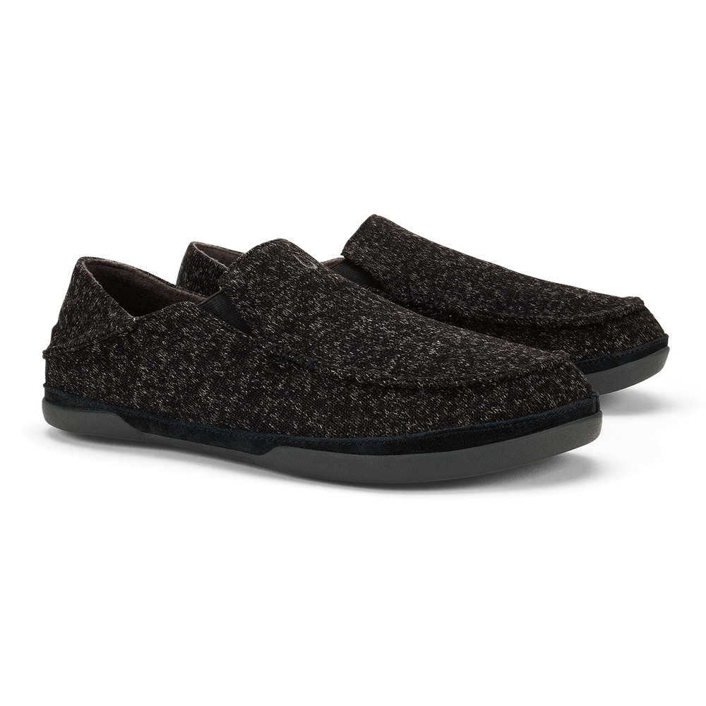 OluKai Men | Moloā Hulu Men’s Wool Slippers - Black