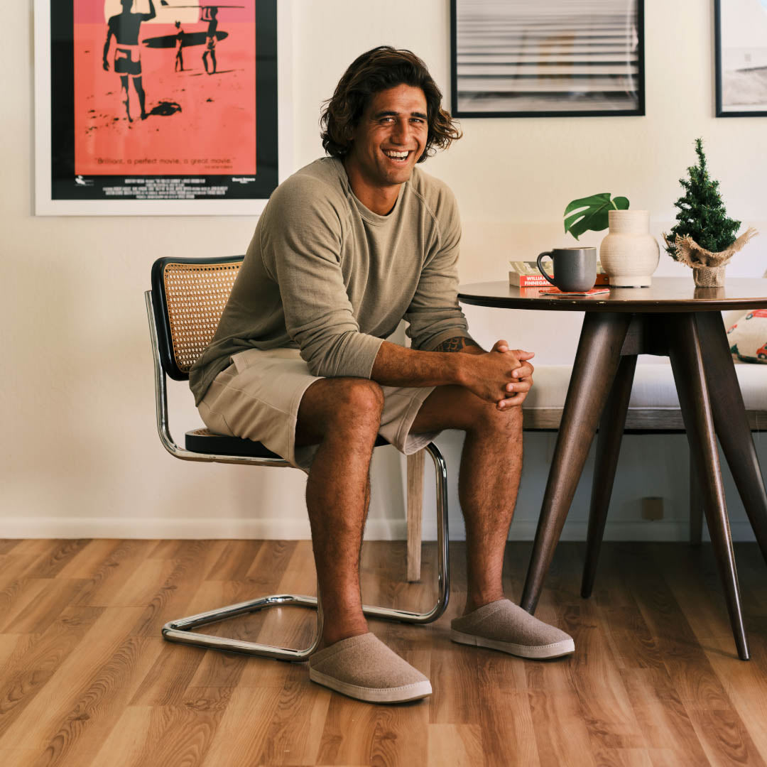 OluKai Men | Hāmani Hulu Men’s Wool Mule Slippers - Oatmeal