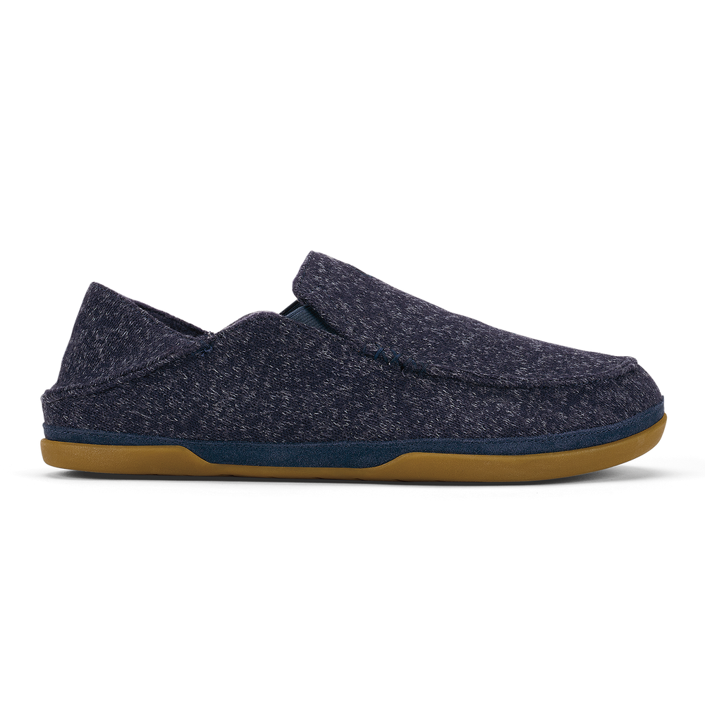 OluKai Men | Moloā Hulu Men’s Wool Slippers - Trench Blue