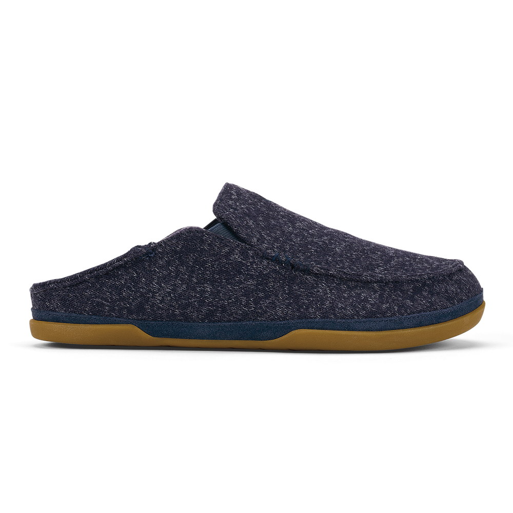 OluKai Men | Moloā Hulu Men’s Wool Slippers - Trench Blue