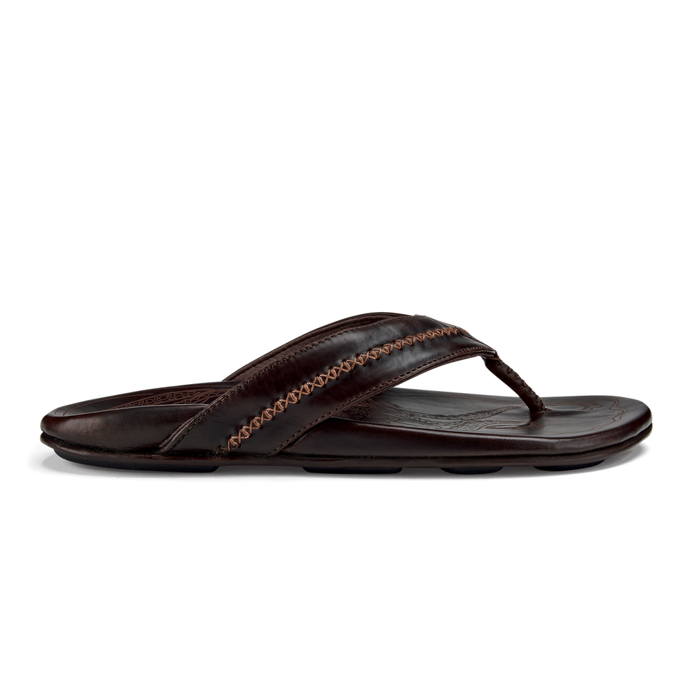 OluKai Men | Mea Ola Men's Leather Beach Sandals - Dark Java
