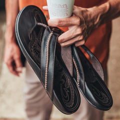 OluKai Men | Mea Ola Men's Leather Beach Sandals - Dark Java