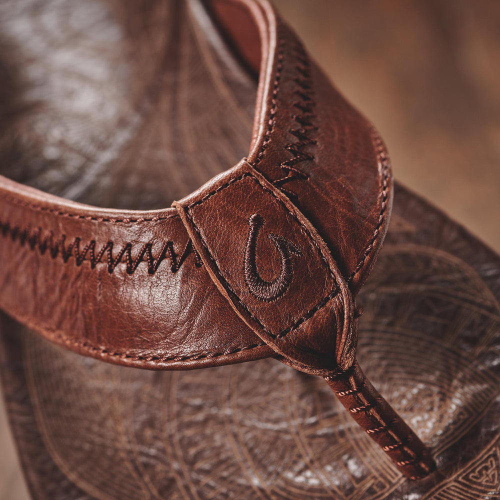 OluKai Men | Hiapo - Rum / Dark Wood Men’s Leather Beach Sandals